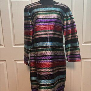 Trina Turk Occasion Metallic Party Striped Dress